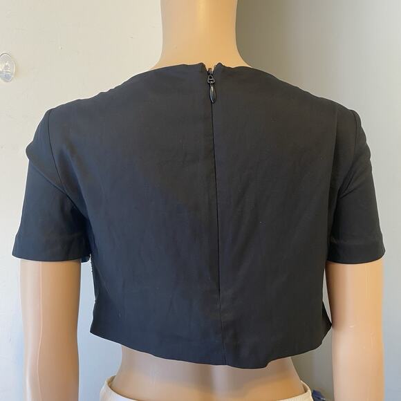 Bebe Vintage Y2K Crop Black Beaded Sequins Bling Gala Goth Grunge Blouse Top 2 - Picture 7 of 8